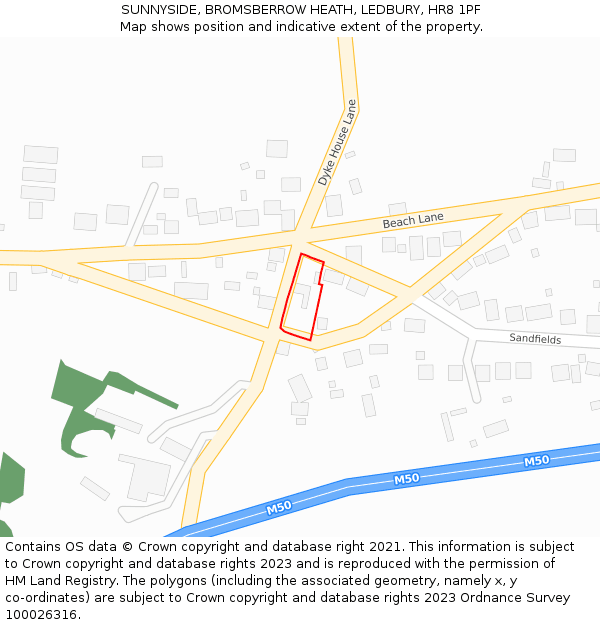 SUNNYSIDE, BROMSBERROW HEATH, LEDBURY, HR8 1PF: Location map and indicative extent of plot