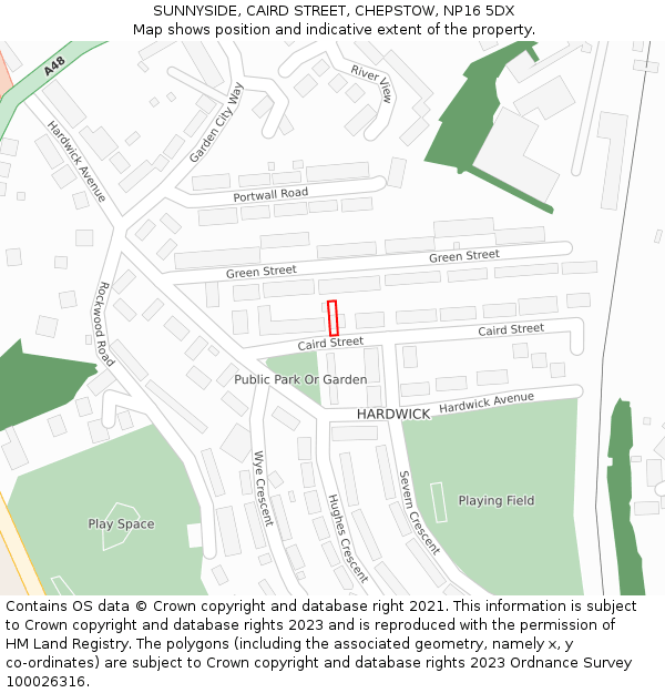 SUNNYSIDE, CAIRD STREET, CHEPSTOW, NP16 5DX: Location map and indicative extent of plot