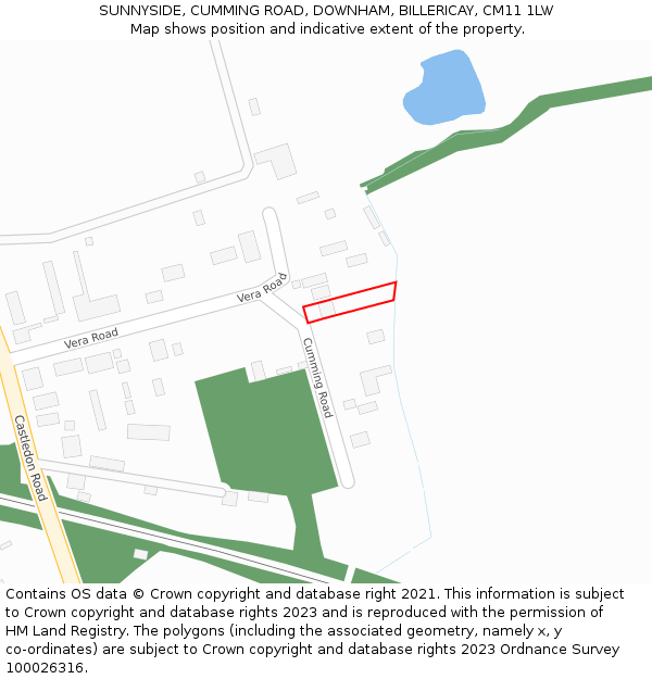 SUNNYSIDE, CUMMING ROAD, DOWNHAM, BILLERICAY, CM11 1LW: Location map and indicative extent of plot