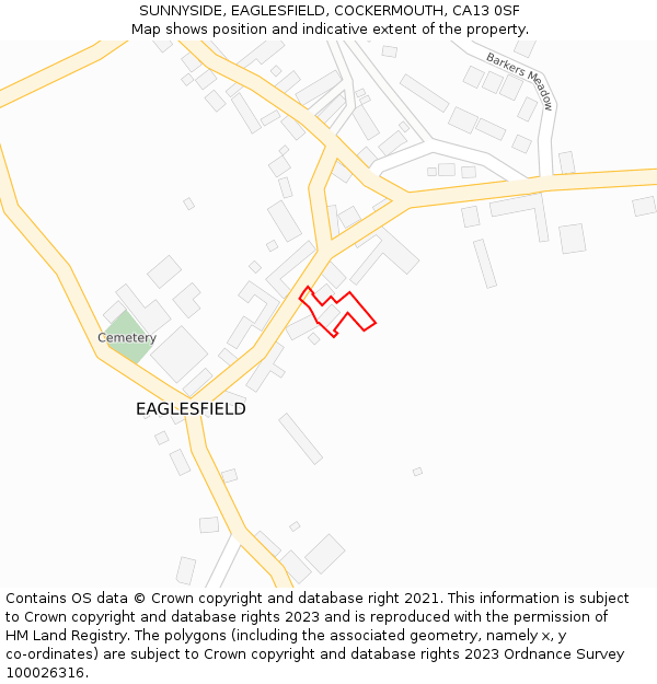 SUNNYSIDE, EAGLESFIELD, COCKERMOUTH, CA13 0SF: Location map and indicative extent of plot