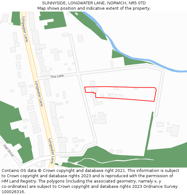 SUNNYSIDE, LONGWATER LANE, NORWICH, NR5 0TD: Location map and indicative extent of plot