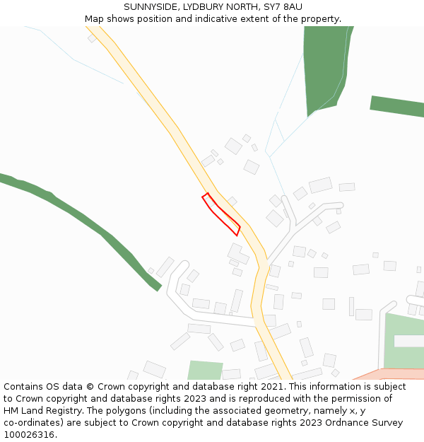 SUNNYSIDE, LYDBURY NORTH, SY7 8AU: Location map and indicative extent of plot