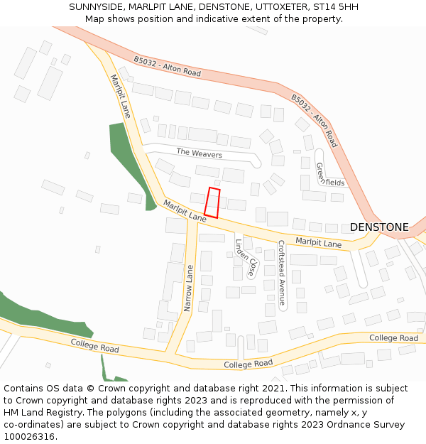 SUNNYSIDE, MARLPIT LANE, DENSTONE, UTTOXETER, ST14 5HH: Location map and indicative extent of plot