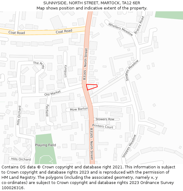 SUNNYSIDE, NORTH STREET, MARTOCK, TA12 6ER: Location map and indicative extent of plot