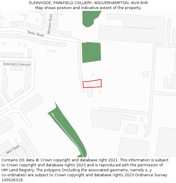 SUNNYSIDE, PARKFIELD COLLIERY, WOLVERHAMPTON, WV4 6HR: Location map and indicative extent of plot