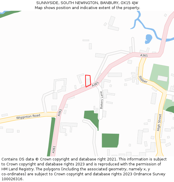 SUNNYSIDE, SOUTH NEWINGTON, BANBURY, OX15 4JW: Location map and indicative extent of plot