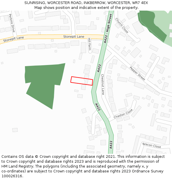 SUNRISING, WORCESTER ROAD, INKBERROW, WORCESTER, WR7 4EX: Location map and indicative extent of plot