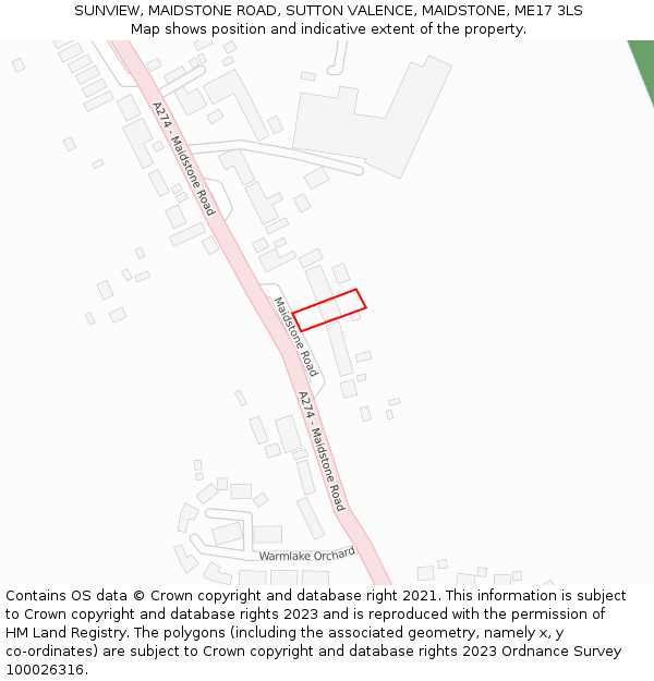 SUNVIEW, MAIDSTONE ROAD, SUTTON VALENCE, MAIDSTONE, ME17 3LS: Location map and indicative extent of plot