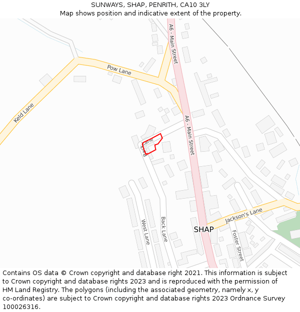 SUNWAYS, SHAP, PENRITH, CA10 3LY: Location map and indicative extent of plot