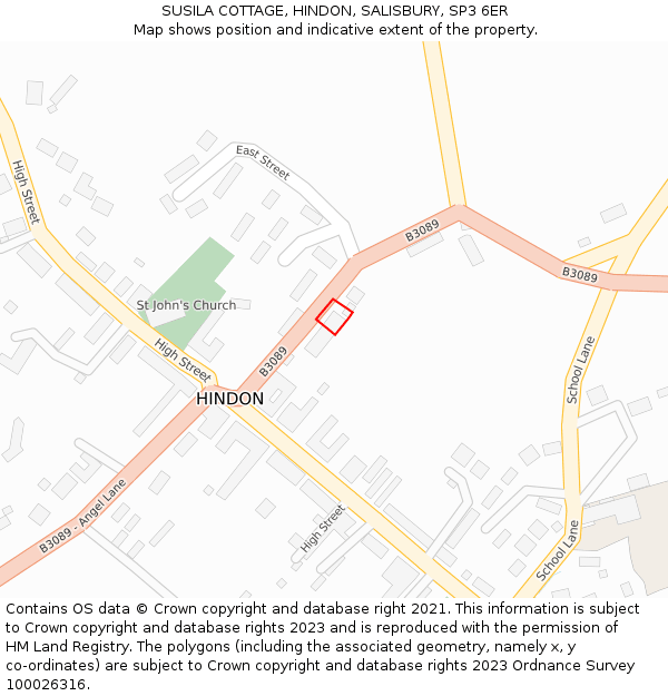 SUSILA COTTAGE, HINDON, SALISBURY, SP3 6ER: Location map and indicative extent of plot