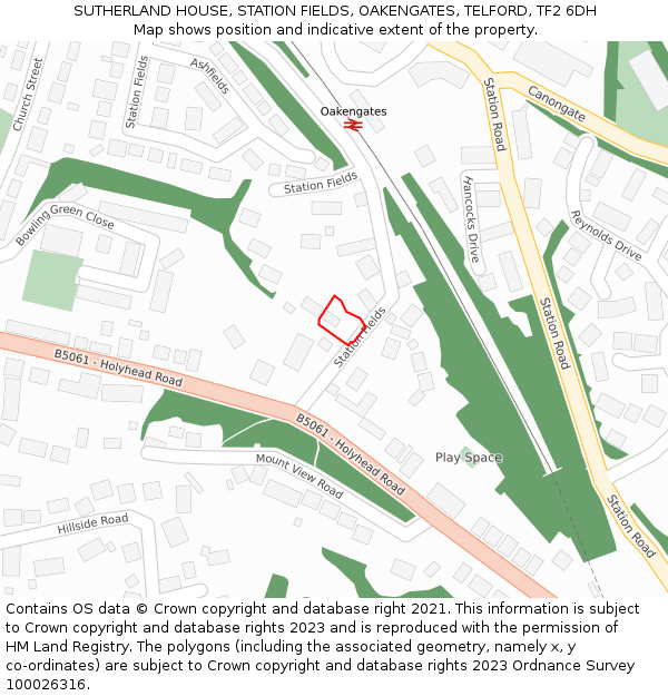 SUTHERLAND HOUSE, STATION FIELDS, OAKENGATES, TELFORD, TF2 6DH: Location map and indicative extent of plot