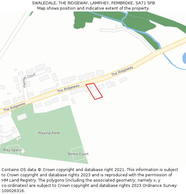 SWALEDALE, THE RIDGEWAY, LAMPHEY, PEMBROKE, SA71 5PB: Location map and indicative extent of plot