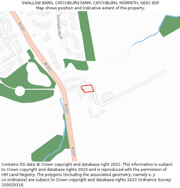 SWALLOW BARN, CATCHBURN FARM, CATCHBURN, MORPETH, NE61 6DF: Location map and indicative extent of plot
