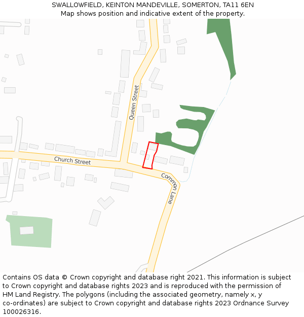 SWALLOWFIELD, KEINTON MANDEVILLE, SOMERTON, TA11 6EN: Location map and indicative extent of plot