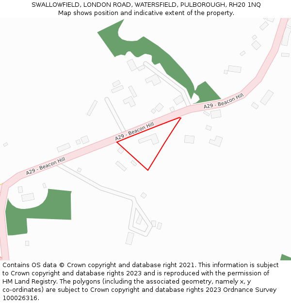 SWALLOWFIELD, LONDON ROAD, WATERSFIELD, PULBOROUGH, RH20 1NQ: Location map and indicative extent of plot