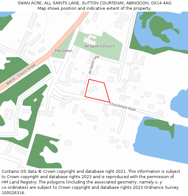 SWAN ACRE, ALL SAINTS LANE, SUTTON COURTENAY, ABINGDON, OX14 4AG: Location map and indicative extent of plot