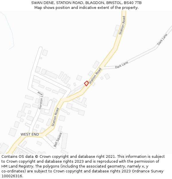 SWAN DENE, STATION ROAD, BLAGDON, BRISTOL, BS40 7TB: Location map and indicative extent of plot