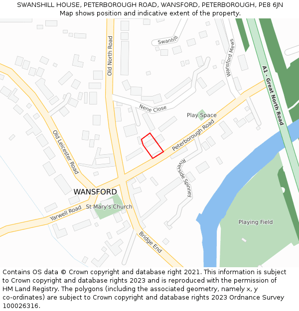 SWANSHILL HOUSE, PETERBOROUGH ROAD, WANSFORD, PETERBOROUGH, PE8 6JN: Location map and indicative extent of plot