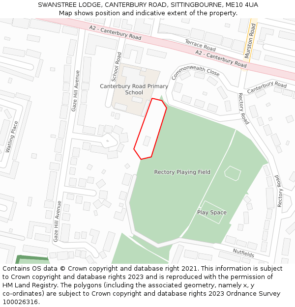 SWANSTREE LODGE, CANTERBURY ROAD, SITTINGBOURNE, ME10 4UA: Location map and indicative extent of plot