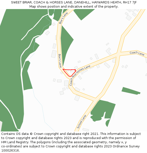 SWEET BRIAR, COACH & HORSES LANE, DANEHILL, HAYWARDS HEATH, RH17 7JF: Location map and indicative extent of plot