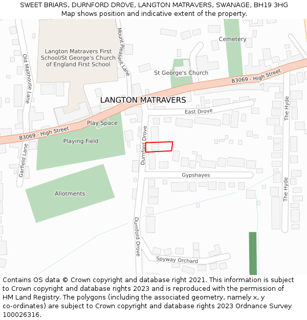 SWEET BRIARS, DURNFORD DROVE, LANGTON MATRAVERS, SWANAGE, BH19 3HG: Location map and indicative extent of plot