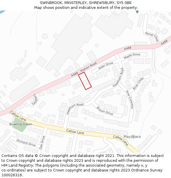 SWINBROOK, MINSTERLEY, SHREWSBURY, SY5 0BE: Location map and indicative extent of plot