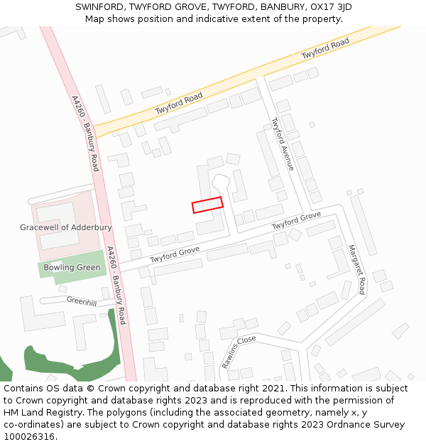 SWINFORD, TWYFORD GROVE, TWYFORD, BANBURY, OX17 3JD: Location map and indicative extent of plot