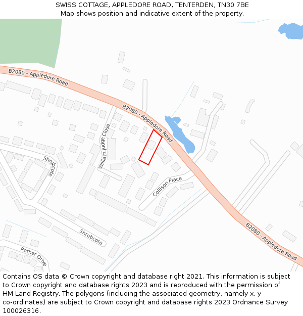 SWISS COTTAGE, APPLEDORE ROAD, TENTERDEN, TN30 7BE: Location map and indicative extent of plot