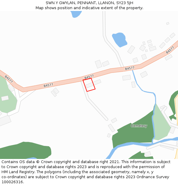 SWN Y GWYLAN, PENNANT, LLANON, SY23 5JH: Location map and indicative extent of plot