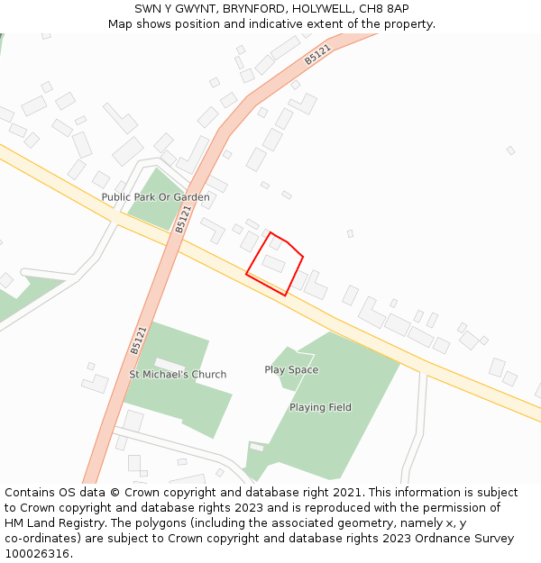 SWN Y GWYNT, BRYNFORD, HOLYWELL, CH8 8AP: Location map and indicative extent of plot