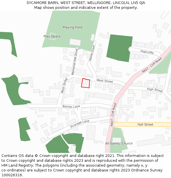 SYCAMORE BARN, WEST STREET, WELLINGORE, LINCOLN, LN5 0JA: Location map and indicative extent of plot