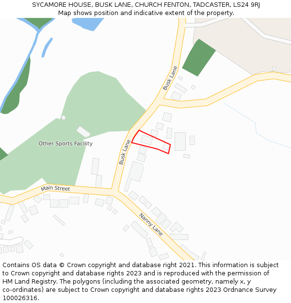 SYCAMORE HOUSE, BUSK LANE, CHURCH FENTON, TADCASTER, LS24 9RJ: Location map and indicative extent of plot