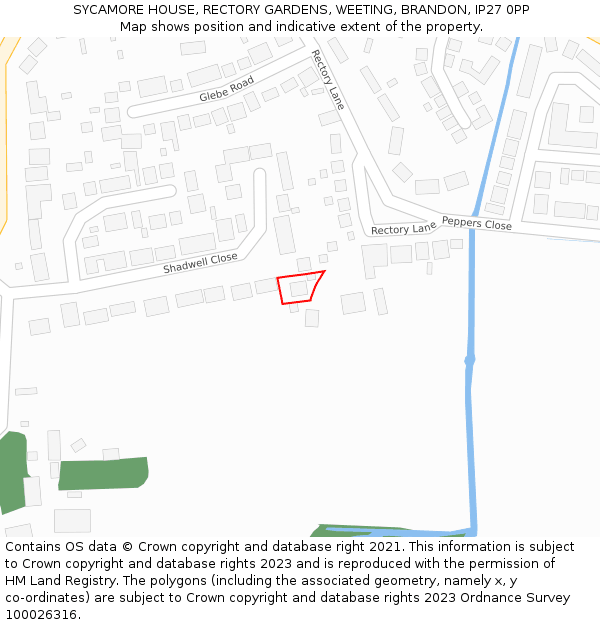 SYCAMORE HOUSE, RECTORY GARDENS, WEETING, BRANDON, IP27 0PP: Location map and indicative extent of plot