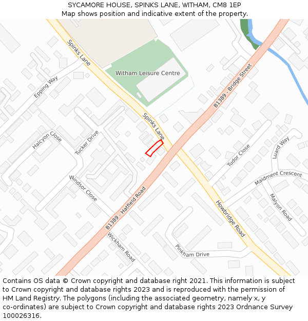 SYCAMORE HOUSE, SPINKS LANE, WITHAM, CM8 1EP: Location map and indicative extent of plot