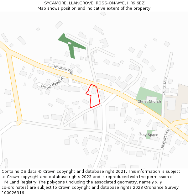 SYCAMORE, LLANGROVE, ROSS-ON-WYE, HR9 6EZ: Location map and indicative extent of plot