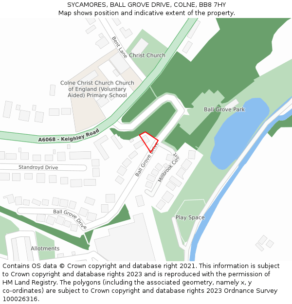 SYCAMORES, BALL GROVE DRIVE, COLNE, BB8 7HY: Location map and indicative extent of plot