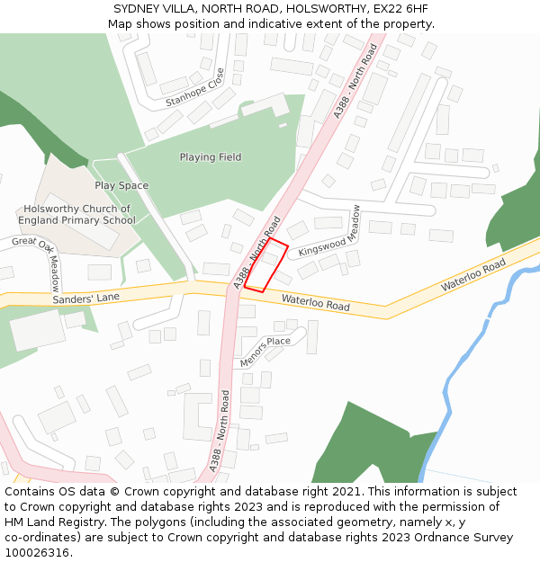 SYDNEY VILLA, NORTH ROAD, HOLSWORTHY, EX22 6HF: Location map and indicative extent of plot