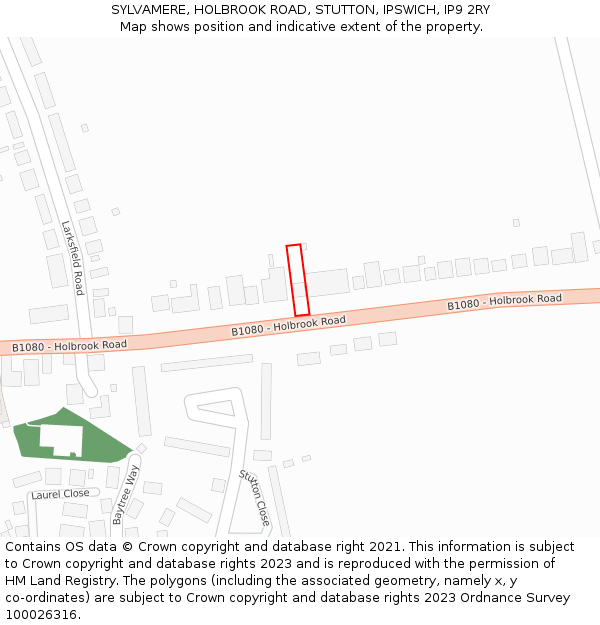 SYLVAMERE, HOLBROOK ROAD, STUTTON, IPSWICH, IP9 2RY: Location map and indicative extent of plot