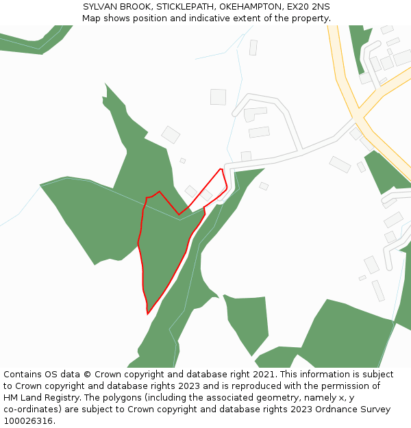 SYLVAN BROOK, STICKLEPATH, OKEHAMPTON, EX20 2NS: Location map and indicative extent of plot