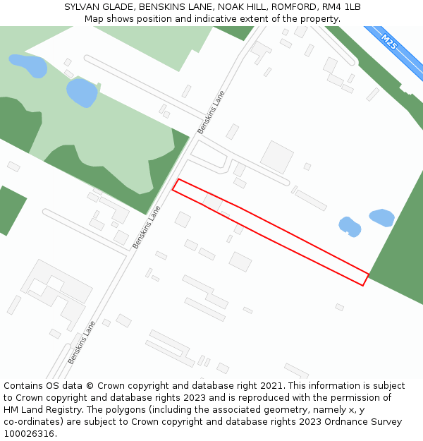 SYLVAN GLADE, BENSKINS LANE, NOAK HILL, ROMFORD, RM4 1LB: Location map and indicative extent of plot