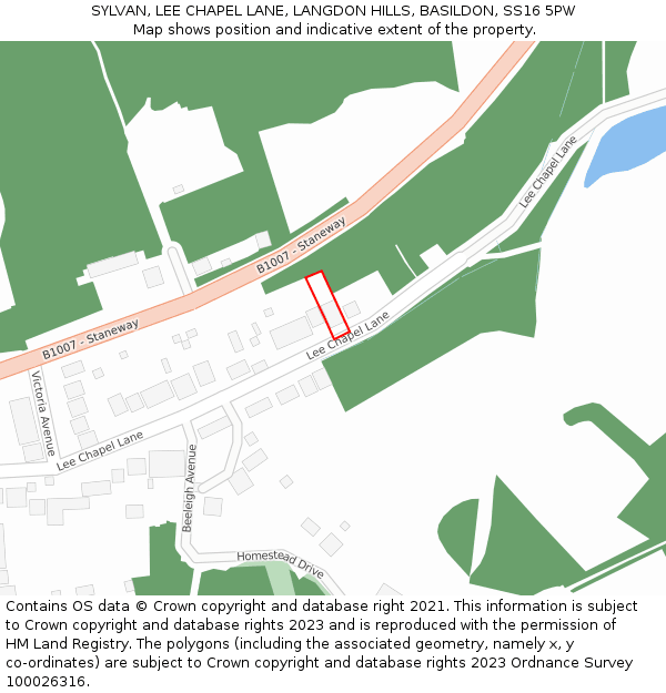 SYLVAN, LEE CHAPEL LANE, LANGDON HILLS, BASILDON, SS16 5PW: Location map and indicative extent of plot