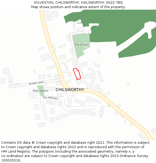 SYLVESTON, CHILSWORTHY, HOLSWORTHY, EX22 7BQ: Location map and indicative extent of plot