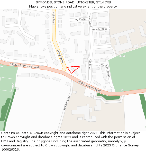 SYMONDS, STONE ROAD, UTTOXETER, ST14 7RB: Location map and indicative extent of plot