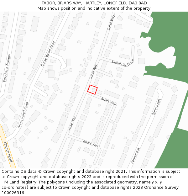 TABOR, BRIARS WAY, HARTLEY, LONGFIELD, DA3 8AD: Location map and indicative extent of plot