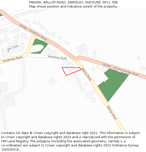 TABORA, WALLOP ROAD, GRATELEY, ANDOVER, SP11 7EB: Location map and indicative extent of plot