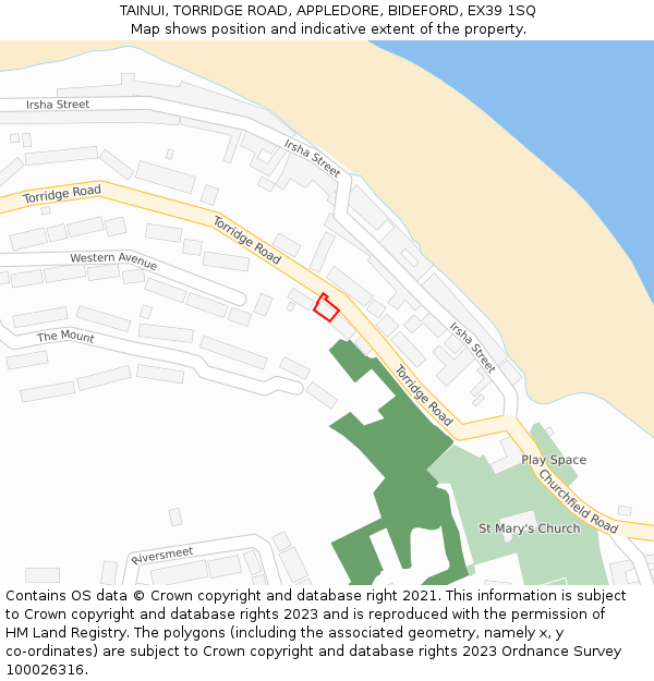 TAINUI, TORRIDGE ROAD, APPLEDORE, BIDEFORD, EX39 1SQ: Location map and indicative extent of plot