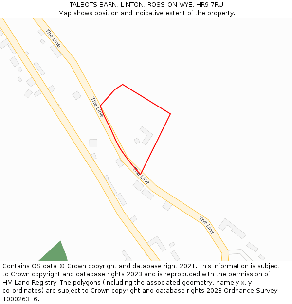 TALBOTS BARN, LINTON, ROSS-ON-WYE, HR9 7RU: Location map and indicative extent of plot