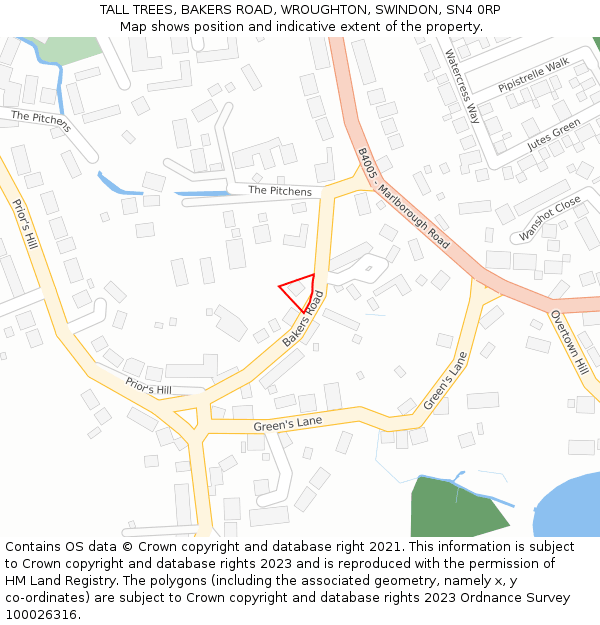 TALL TREES, BAKERS ROAD, WROUGHTON, SWINDON, SN4 0RP: Location map and indicative extent of plot