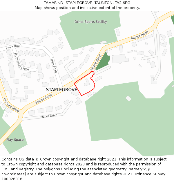 TAMARIND, STAPLEGROVE, TAUNTON, TA2 6EG: Location map and indicative extent of plot