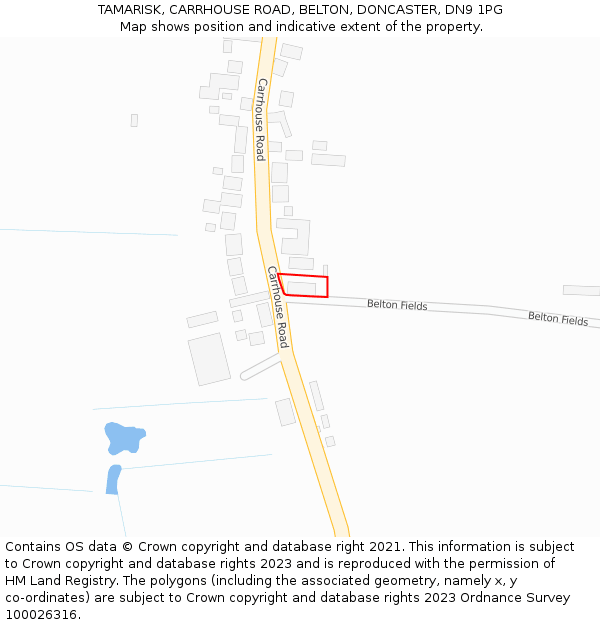 TAMARISK, CARRHOUSE ROAD, BELTON, DONCASTER, DN9 1PG: Location map and indicative extent of plot